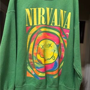 Urban Outfitters Nirvana smiley face overdyed crew neck sweatshirt Sz Med